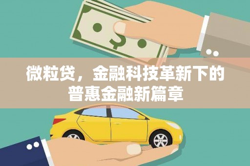 福安微粒贷，金融科技革新下的普惠金融新篇章