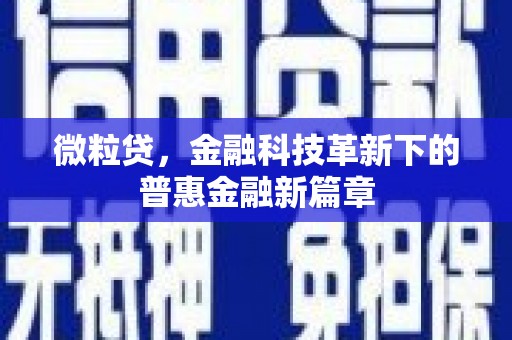 福安微粒贷，金融科技革新下的普惠金融新篇章